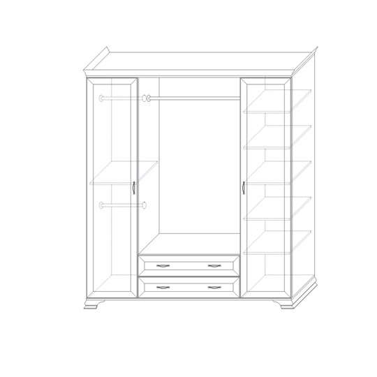 Шкаф четырёхстворчатый с зеркалами Сиена, Бодега белый / патина золото в Полевском - изображение 1