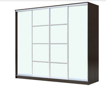 Шкаф 4-х дверный ХИТ 23-24/2-8888, с матовым стеклом, разделительные планки х2, Венге в Тавде