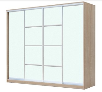 Шкаф 4-х дверный ХИТ 23-4-24/2-8888, с матовым стеклом, разделительные планки х2, Дуб сонома в Кушве