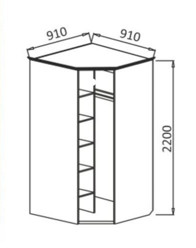 Распашной шкаф угловой Ивушка-5, цвет Дуб беленый в Первоуральске - изображение 1