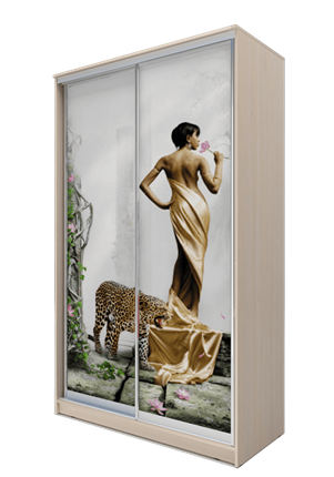 Шкаф 2-х створчатый 2200х1682х420, Девушка с леопардом ХИТ 22-4-17-77-03 Дуб Млечный в Екатеринбурге - изображение