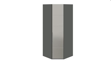Распашной шкаф угловой Наоми с зеркальной правой дверью, цвет Фон серый, Джут СМ-208.07.07 R в Первоуральске