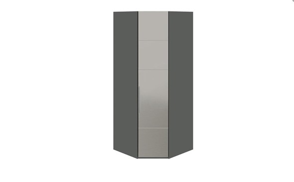 Распашной шкаф угловой Наоми с зеркальной правой дверью, цвет Фон серый, Джут СМ-208.07.07 R в Артемовском - изображение