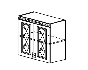 Шкаф на кухню Веста настенный двухдверный с полкой со вставкой из стекла 718*800*323мм в Екатеринбурге