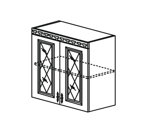 Шкаф на кухню Веста настенный двухдверный с полкой со вставкой из стекла 718*800*323мм в Екатеринбурге - изображение