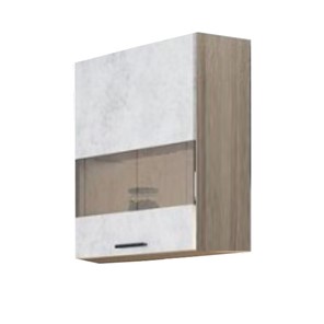 Шкаф кухонный со стеклом Модус, Ш500с/720, цемент светлый в Ирбите