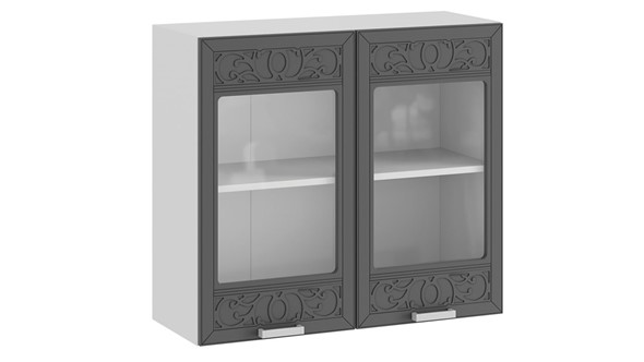 Навесной кухонный шкаф Долорес 1В8С (Белый/Титан) в Богдановиче - изображение
