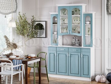 Кухонный шкаф Констанция 4-х створчатый, голубой в Новоуральске
