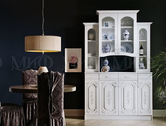 Кухонный шкаф Лиза 4-х створчатый, белый глянец в Екатеринбурге - изображение