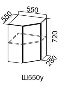 Навесной шкаф угловой, Модус, Ш550у/720, галифакс в Ревде