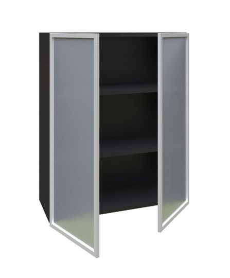 Кухонный шкаф высокий 800, Шервуд, со стеклом ЛД 281.461.000.041, серый/черный в Екатеринбурге - изображение 1