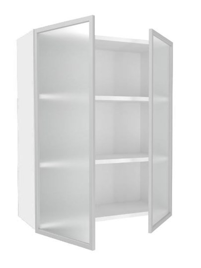 Шкаф кухонный высокий 800, Шервуд, со стеклом ЛД 281.461.000.129, белый/серый в Екатеринбурге - изображение 1