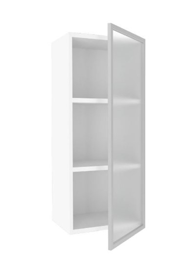 Кухонный шкаф высокий 400 Шервуд, со стеклом правый ЛД 281.422.000.122, белый/серый в Екатеринбурге - изображение 1