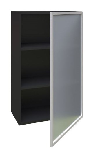 Шкаф кухонный высокий 600, Шервуд, со стеклом правый ЛД 281.452.000.039, серый/черный в Екатеринбурге - изображение 1