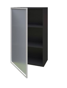 Кухонный высокий шкаф 600, Шервуд, со стеклом левый ЛД 281.451.000.038, серый/черный в Краснотурьинске - предосмотр 1