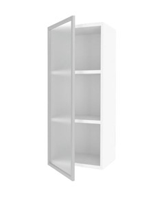 Кухонный высокий шкаф 400 Шервуд, со стеклом левый ЛД 281.421.000.121, белый/серый в Екатеринбурге - предосмотр 1