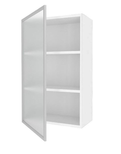 Шкаф кухонный высокий 600, Шервуд, со стеклом левый, ЛД 281.451.000.126, белый/серый в Екатеринбурге - изображение 1