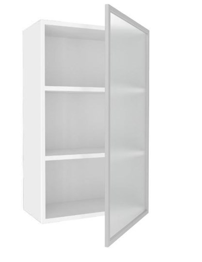 Кухонный высокий шкаф 600, Шервуд, со стеклом правый, ЛД 281.452.000.127, белый/серый в Екатеринбурге - изображение 1