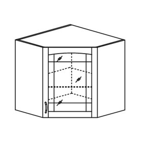 Шкаф на кухню Кантри настенный угловой со вставкой из стекла 718*600*600 мм в Первоуральске