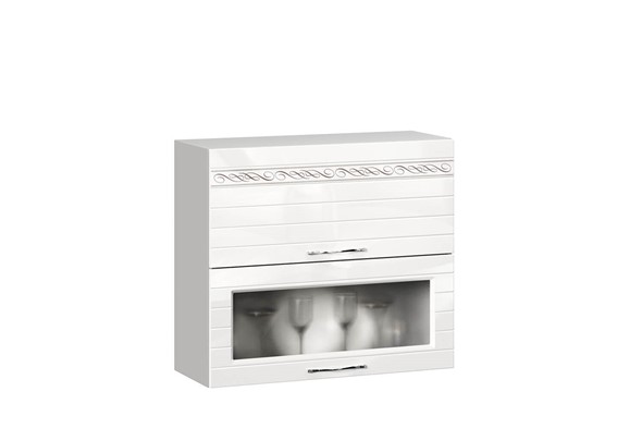 Шкаф на кухню Анастасия 800 с 2 подъемными дверьми 005.531.0003 белый глянец в Первоуральске - изображение