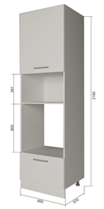 Кухонный шкаф-пенал П7 3, МДФ Розовый шагрень/Белый в Кушве