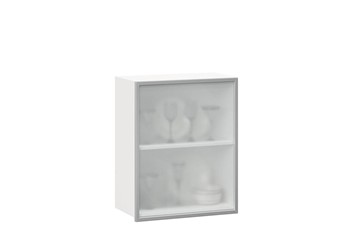 Шкаф кухонный 600, Шервуд, со стеклом правый, ЛД 281.352.000.116, белый/серый в Ревде