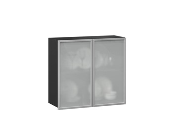 Шкаф на кухню 800, Шервуд, со стеклом ЛД 281.361.000.030, серый/черный в Ирбите
