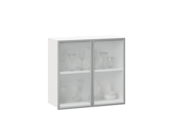 Шкаф кухонный 800, Шервуд, со стеклом ЛД 281.361.000.118, белый/белый глянец в Ирбите