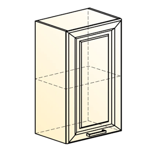 Навесной кухонный шкаф Атланта L450 Н720 (1 дв. гл.) эмаль (белый/белый глянец патина золото) в Екатеринбурге - предосмотр 1