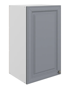 Шкаф навесной Мишель L400 H720 (1 дв. гл.) эмаль (белый/серый) в Екатеринбурге - предосмотр