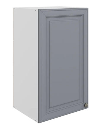 Шкаф навесной Мишель L400 H720 (1 дв. гл.) эмаль (белый/серый) в Екатеринбурге - изображение