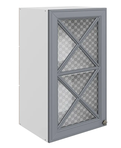Настенный шкаф Мишель L400 H720 (1 дв. крест.) эмаль (белый/серый) в Екатеринбурге - предосмотр