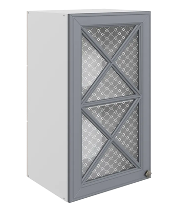 Настенный шкаф Мишель L400 H720 (1 дв. крест.) эмаль (белый/серый) в Екатеринбурге - изображение