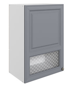 Навесной шкаф Мишель L500 H720 (1 дв. окош.) эмаль (белый/серый) в Екатеринбурге - предосмотр