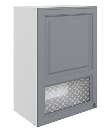 Навесной шкаф Мишель L500 H720 (1 дв. окош.) эмаль (белый/серый) в Екатеринбурге - изображение