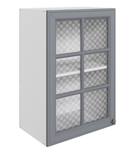 Навесной кухонный шкаф Мишель L500 H720 (1 дв. реш.) эмаль (белый/серый) в Екатеринбурге - предосмотр