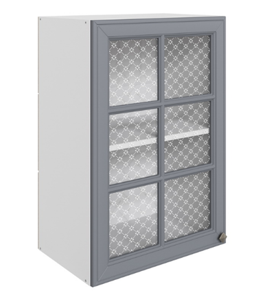 Навесной кухонный шкаф Мишель L500 H720 (1 дв. реш.) эмаль (белый/серый) в Екатеринбурге - изображение
