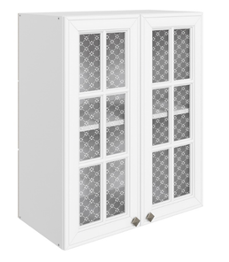 Кухонный навесной шкаф Мишель L600 H720 (2 дв. реш.) эмаль (белый/белый) в Екатеринбурге - предосмотр