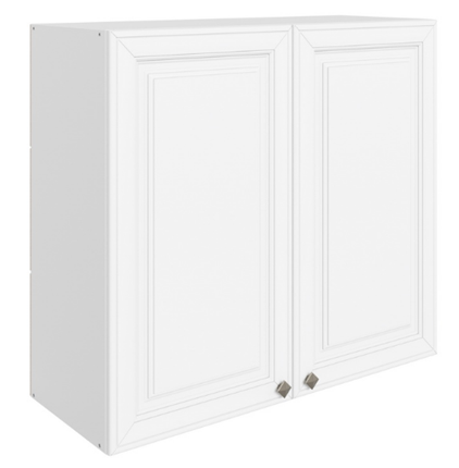 Шкаф навесной Мишель L800 H720 (2 дв. гл.) эмаль (белый/белый) в Екатеринбурге - изображение