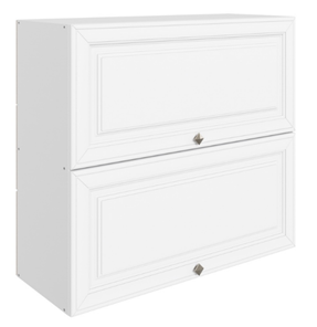Навесной кухонный шкаф Мишель L800 H720 (2 дв. гл. гориз.) эмаль (белый/белый) в Кушве