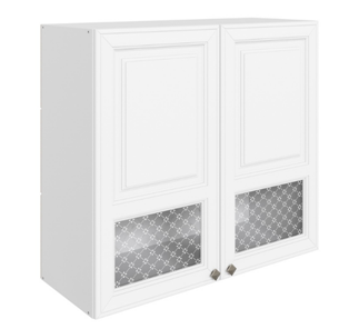 Кухонный шкаф Мишель L800 H720 (2 дв. окош.) эмаль (белый/белый) в Кушве