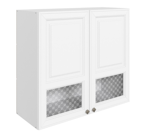 Кухонный шкаф Мишель L800 H720 (2 дв. окош.) эмаль (белый/белый) в Екатеринбурге - изображение
