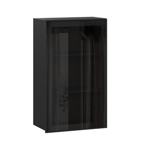 Кухонный шкаф Паола  ЛД 590.450.000.081 600 высокий стекло (Черный/Чёрный) в Первоуральске