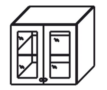 Шкаф кухонный Верона настенный двухдверный с полкой со вставкой из стекла 718*600*320 мм, глянец/софт в Первоуральске