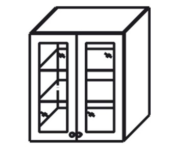 Шкаф кухонный Верона настенный двухдверный с полкой со вставкой из стекла 918*600*320 мм, глянец/софт в Первоуральске