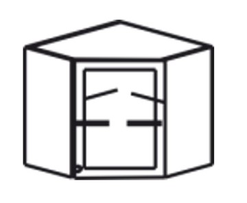 Шкаф кухонный Верона настенный угловой 718*600*600*320 мм без стекла (глухой), глянец/софт в Ревде