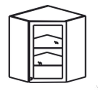 Шкаф кухонный Верона настенный угловой 918*600*600*320 мм со вставкой из стекла, глянец/софт в Ревде