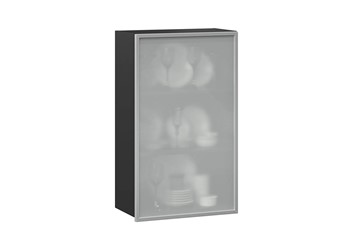 Кухонный высокий шкаф 600, Шервуд, со стеклом левый ЛД 281.451.000.038, серый/черный в Ирбите