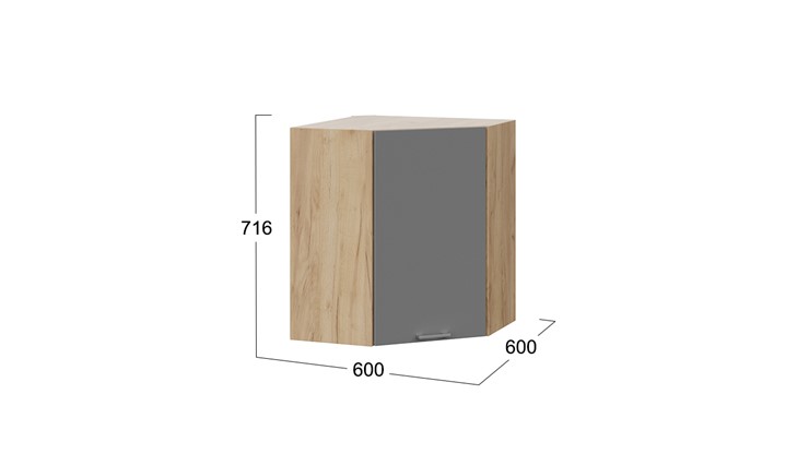 Шкаф на кухню угловой Габриэлла 1В6У (Дуб Крафт золотой/Титан) в Ревде - изображение 2