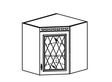 Кухонный шкаф Веста настенный угловой со вставкой из стекла 718*600*600 мм в Каменске-Уральском